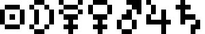 Planetary symbols in 5x7 pixels: Sun, Moon, Mercury, Venus, Mars, Jupiter, Saturn.